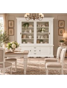 Libreria Cristalliera Bianca con Ante Scorrevoli in Legno - L 212 P 45 H 220 cm