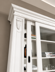 Libreria Cristalliera Bianca con Ante Scorrevoli in Legno - L 212 P 45 H 220 cm