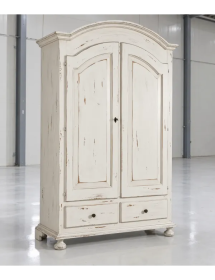 Armadio 2 porte shabby legno bianco consumato 125X61X200