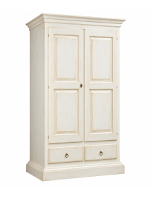ARMADIO 2 PORTE LEGNO SHABBY BIANCO ANTICATO 125X61X200