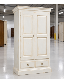ARMADIO 2 PORTE LEGNO SHABBY BIANCO ANTICATO 125X61X200