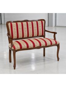 DIVANETTO IMBOTTITO LEGNO MASSELLO CON FREGI 111x50x84