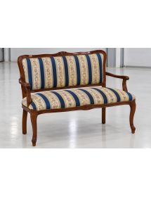 DIVANETTO IMBOTTITO LEGNO MASSELLO CON FREGI 111x50x84