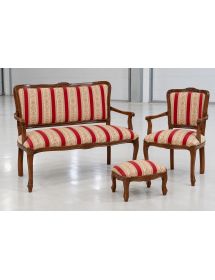 DIVANETTO IMBOTTITO LEGNO MASSELLO CON FREGI 111x50x84