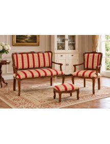 DIVANETTO IMBOTTITO LEGNO MASSELLO CON FREGI 111x50x84