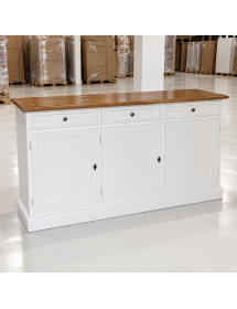 MADIA CREDENZA IN LEGNO 3 PORTE SHABBY CHIC BICOLORE 156x42x85