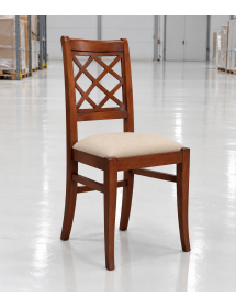 Sedia classica legno imbottita tinta noce 43x48x93