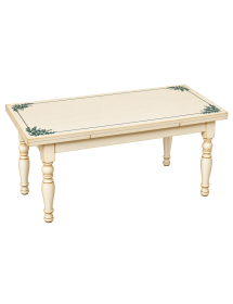 Tavolo Allungabile Legno avorio anticato gamba tornita decoro blu 100x70 120x80 140x80 160x85 vista frontale