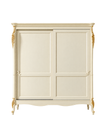 Armadio 2 Ante Scorrevoli Classico Legno Intagliato 200x69x225 cm - Finiture Varie Oro e Argento