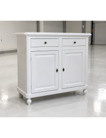 Set 1 cristalliera 1 credenza classica legno shabby chic bianco opaco