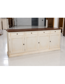 Madia Credenza Shabby chic in legno 4 porte bicolore l.205 p.42 h.85