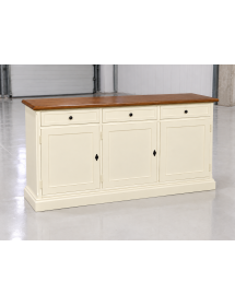 Madia Credenza 3 Porte in Legno Shabby Chic avorio e Noce | 156 cm