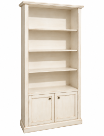 Libreria 2 porte 3 ripiani legno shabby bianco anticato 90X41X186 (1386)