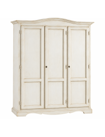 Armadio 3 ante legno gendarme shabby bianco anticato 158x56x197H vista frontale
