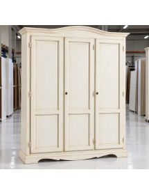 Armadio 3 ante legno gendarme shabby bianco anticato 158x56x197H