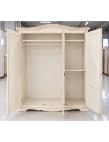 Armadio 3 ante legno gendarme shabby bianco anticato 158x56x197H