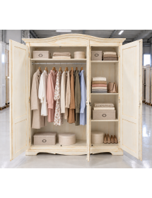 Armadio 3 ante legno gendarme shabby bianco anticato 158x56x197H