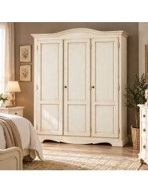Armadio 3 ante legno gendarme shabby bianco anticato 158x56x197H