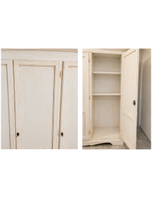 Armadio 3 ante legno gendarme shabby bianco anticato 158x56x197H