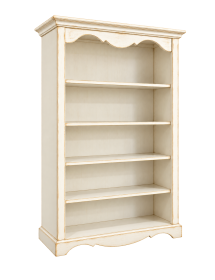 Libreria Classica Bianco Anticato 5 Ripiani in Legno 120x40x210H - Mobile Contenitore H210