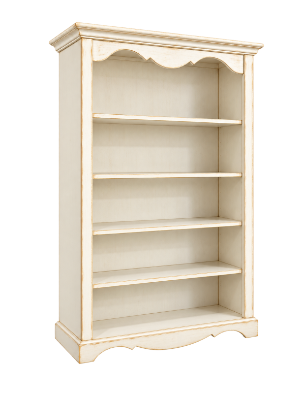 Libreria Classica Bianco Anticato 5 Ripiani in Legno 120x40x210H - Mobile Contenitore H210