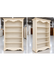 Libreria Classica Bianco Anticato 5 Ripiani in Legno 120x40x210H - Mobile Contenitore H210