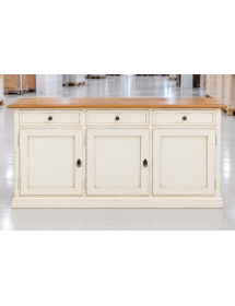 Madia Credenza Shabby bianco anticato naturale legno 3 porte 156x42x85