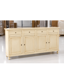Madia credenza 4 ante 4 cassetti legno shabby avorio 196X43X98H