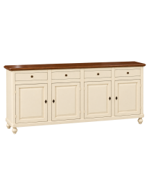 Madia Credenza Shabby Chic Avorio e Noce | 4 Ante e 4 Cassetti (196x43x98 cm)