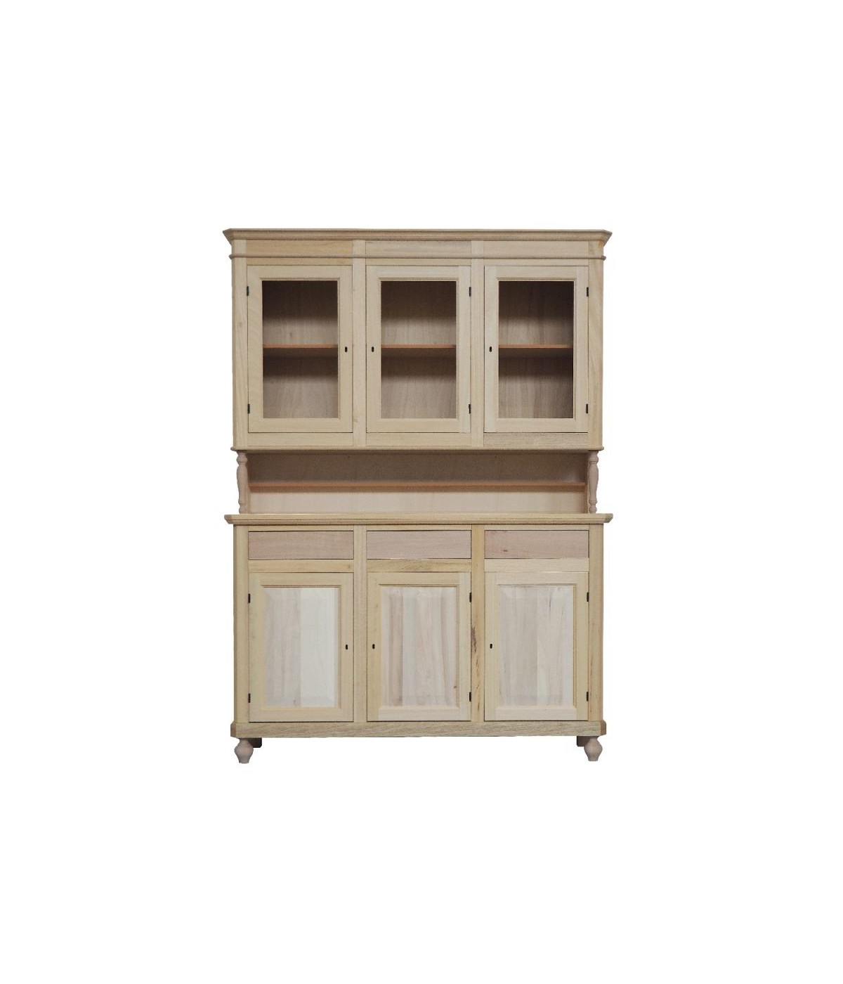 MOBILI 2G - Cristalliera 3 Ante Arte Povera In Legno grezza L. 150 P.43 H.210