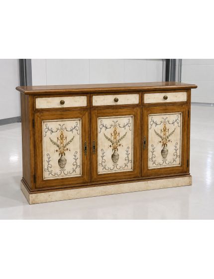 Madia credenza legno 3 porte shabby dipinto bassano 156x42x85