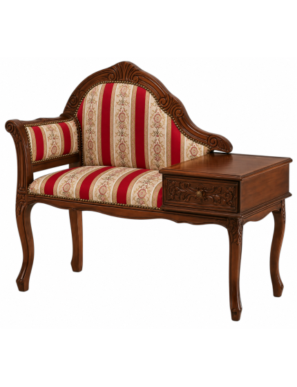 DIVANETTO PORTA TELEFONO IN LEGNO CON FREGI 91x44x82