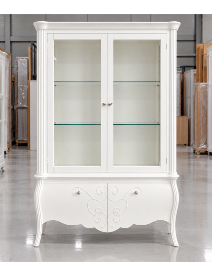VETRINA IN LEGNO CLASSICA SHABBY 2 PORTE BIANCA L.150 P.50 H.216