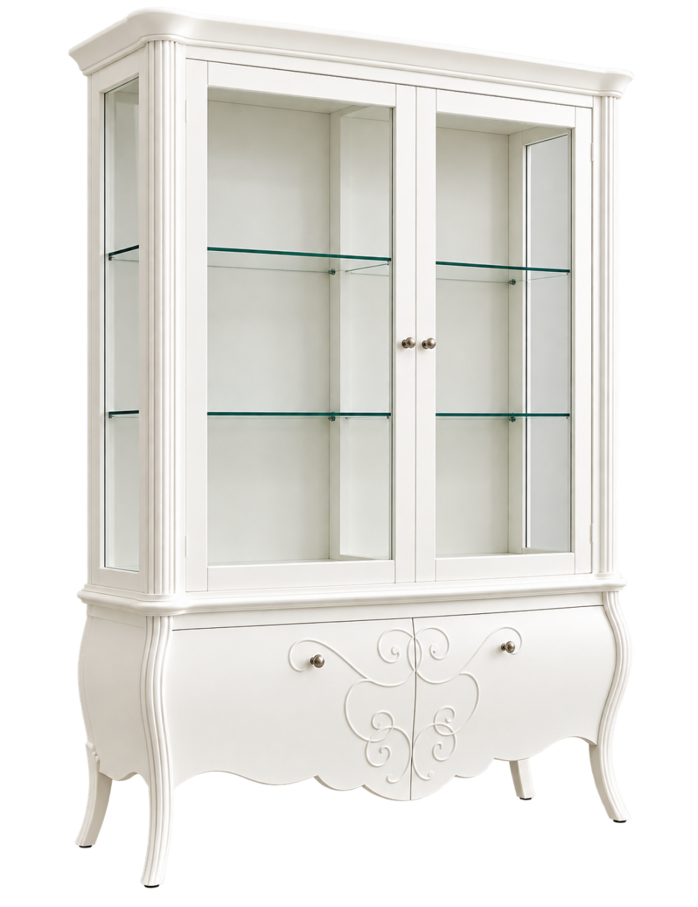 VETRINA IN LEGNO CLASSICA SHABBY 2 PORTE BIANCA L.150 P.50 H.216