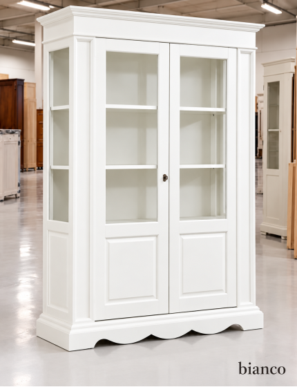 Vetrina Classica in Legno 2 Porte Shabby Chic | Varie Finiture 155x50x210 cm