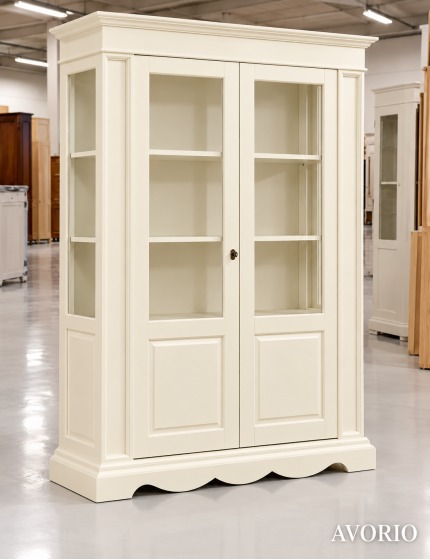 Vetrina Classica in Legno 2 Porte Shabby Chic | Varie Finiture 155x50x210 cm