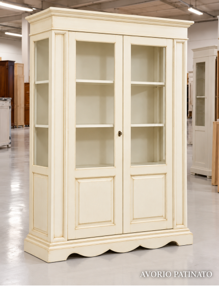 Vetrina Classica in Legno 2 Porte Shabby Chic | Varie Finiture 155x50x210 cm