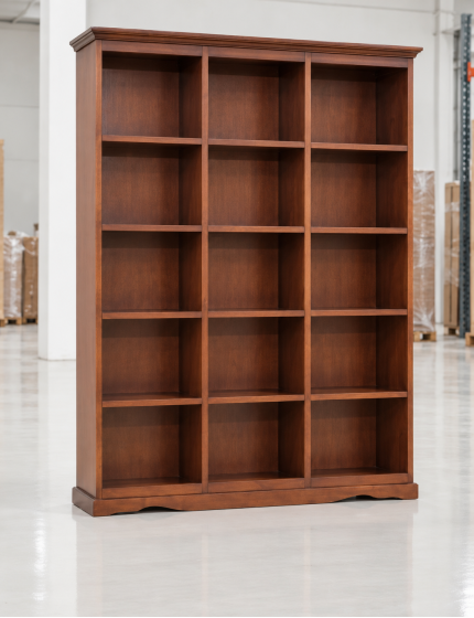 LIBRERIA IN LEGNO TINTA NOCE ARTE POVERA 156x38x205 (592)