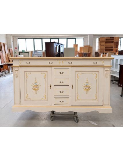 MADIA CREDENZA LEGNO 2 PORTE AVORIO E ORO 210X60X115