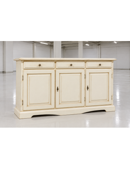 MADIA CREDENZA IN LEGNO 3 ANTE AVORIO PATINATO 156 P.42 H.85