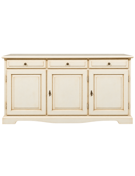 MADIA CREDENZA IN LEGNO 3 ANTE AVORIO PATINATO 156 P.42 H.85