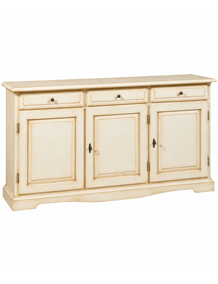 MADIA CREDENZA IN LEGNO 3 ANTE AVORIO PATINATO 156 P.42 H.85