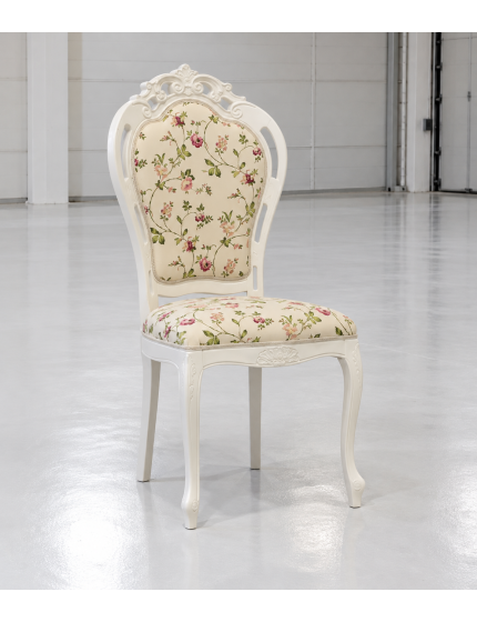 Sedia shabby legno imbottita raso floreale 56x50x110