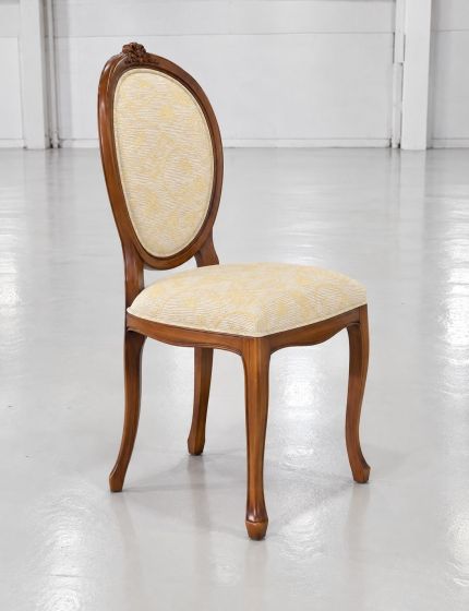 Set tavolo ovale classico Legno noce bassano 115x95x78 con 4 sedie imbottite