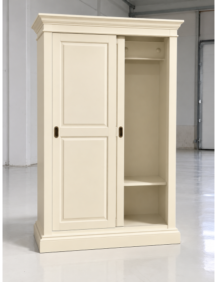 Armadio 2 Ante Scorrevoli Arte Povera Avorio in Legno - 128x50x200 cm