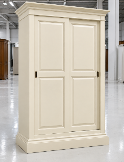 Armadio Arte Povera Avorio 2 Ante Scorrevoli Legno 128x67x200