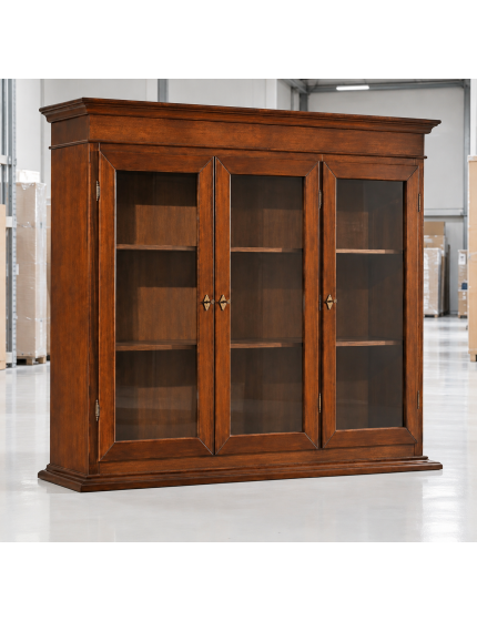 Alzata cristalliera 3 ante legno tinta noce 155x42x119