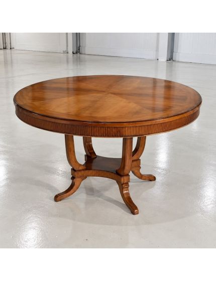 Tavolo rotondo classico legno intarsio tinta noce 120/130/140 Cm