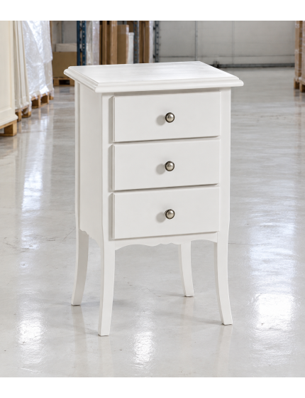 COMODINO CLASSICO 3 CASSETTI SHABBY BIANCO  45X34x71
