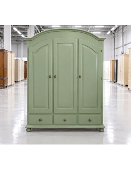 Armadio arte povera 3 porte 3 cassetti sagomato verde salvia 181x61x224